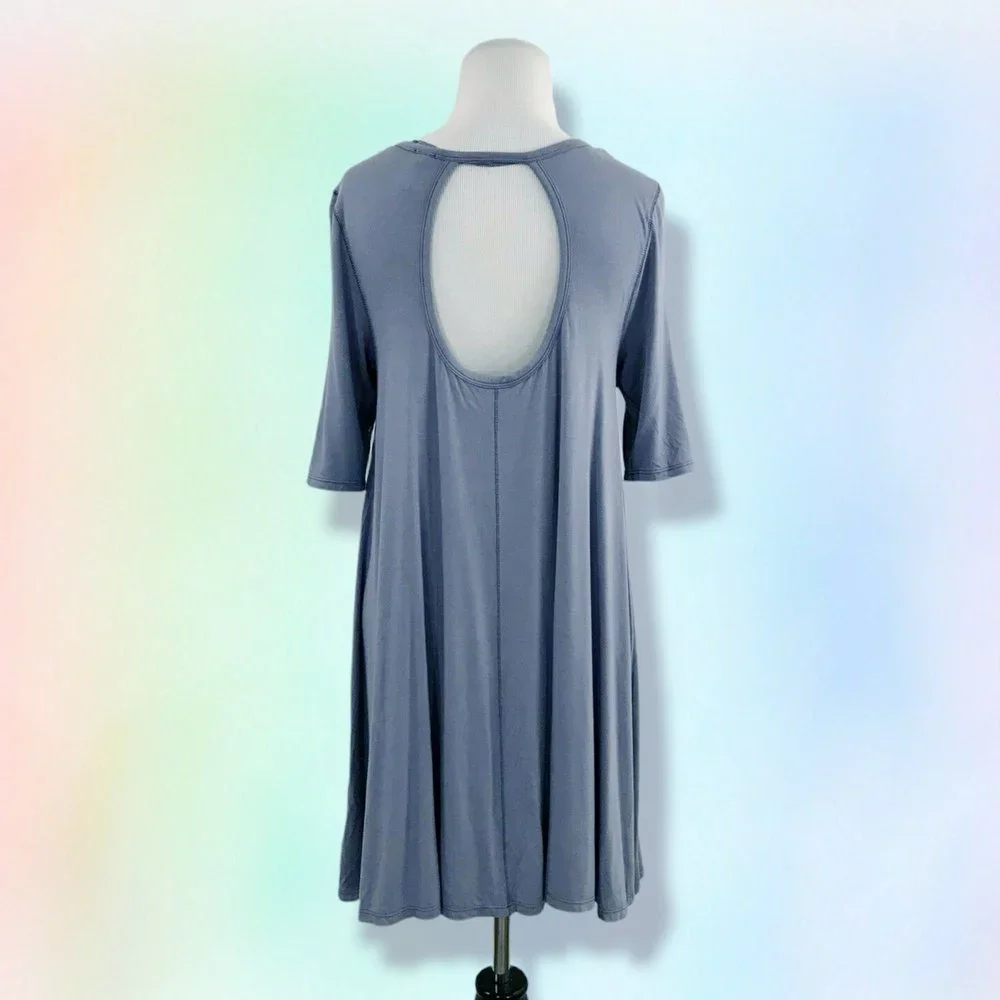 Free People Womens Jacqueline Tunic Blouse Blue‎ grey M